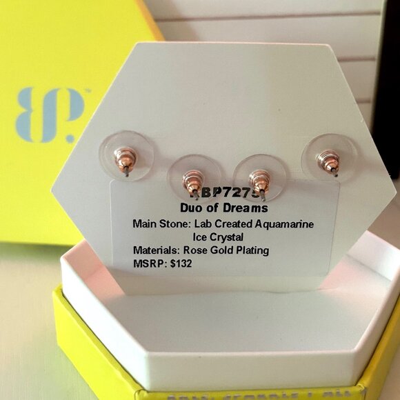 Bomb Party "Duo of Dreams" Aquamarine Ice Crystal Earrings - Picture 2 of 2